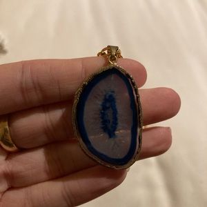 Blue Agate & Gold Necklace